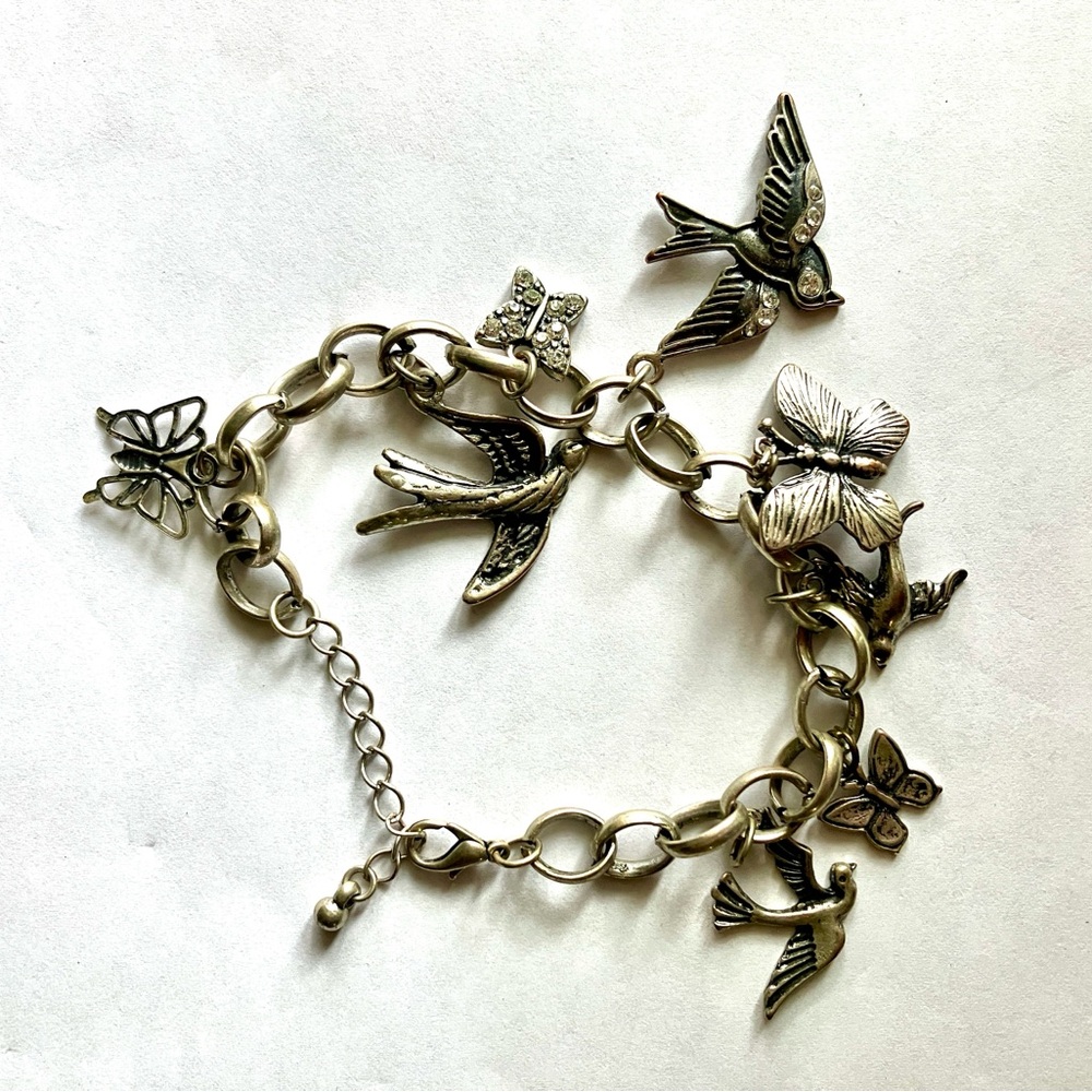 Birds and Butterflies Charm Bracelet